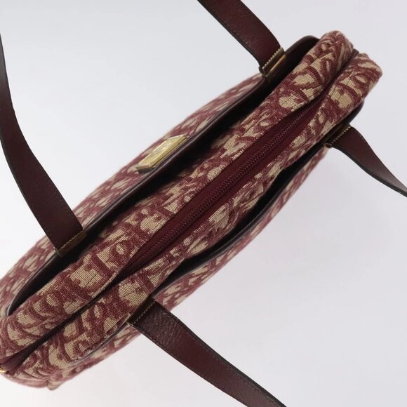 Christian Dior Trotter Canvas Hand Bag Red Gold Auth - Picture 8 of 15